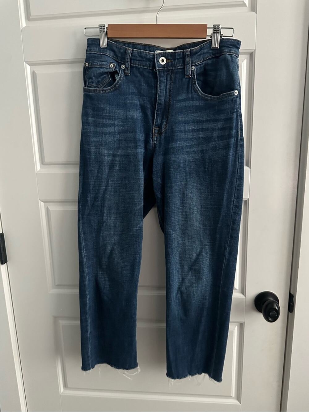 Ella Moss 4/27 High Waist Straight Crop Denim Jeans Preppy Classic